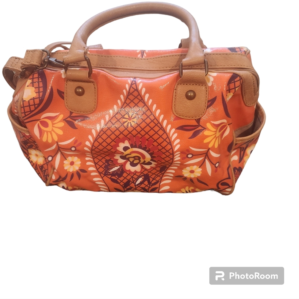 Envy orange, purple, tan, and gold shoulder bag. Carried once.